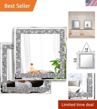 Polished 12''x12'' Silver Diamond Wall Mirrors - Perfect for Living Bath
