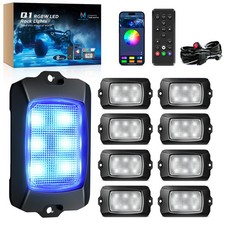 MICTUNING 8/12/16 Pods RGBW LED Rock Lights Kit Underglow Underbody System Light