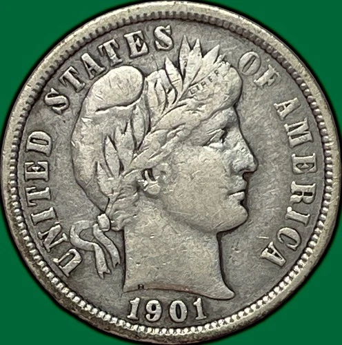 1901-O Barber Dime Silver Choice Very Fine VF+/XF Coin #32142