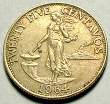 1964 Philippines 25 Twenty Five Centavos Beautiful Actual Coin