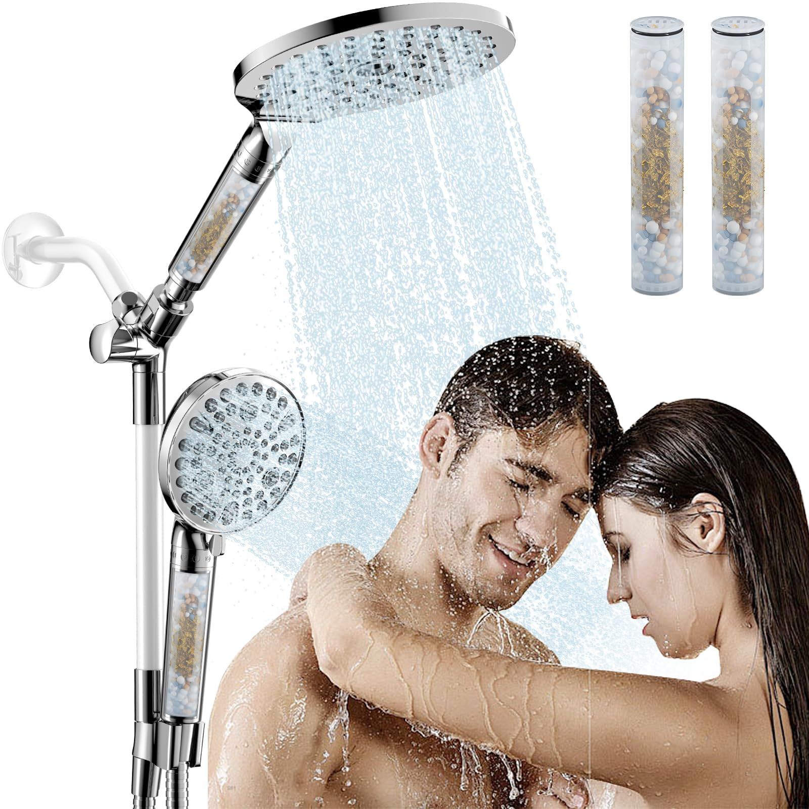 High-Pressure Filtration Shower Head with Handheld Spray Combo for Rainfall Experience