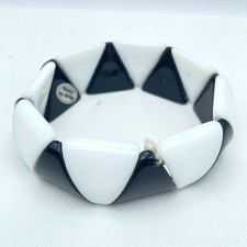 Vintage Y2K Coach Black White Geometric Enamel Bangle Mod Deco Fashion Jewelry