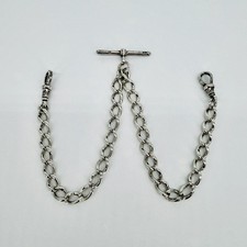 Antique Sterling Silver Double Albert Chain – T-Bar c.1915