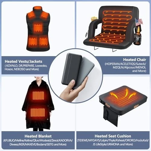 2-Pack 10000mAh Heated Vest Battery Pack, Portable 5V/2A Charger for Outdoor Use image 3