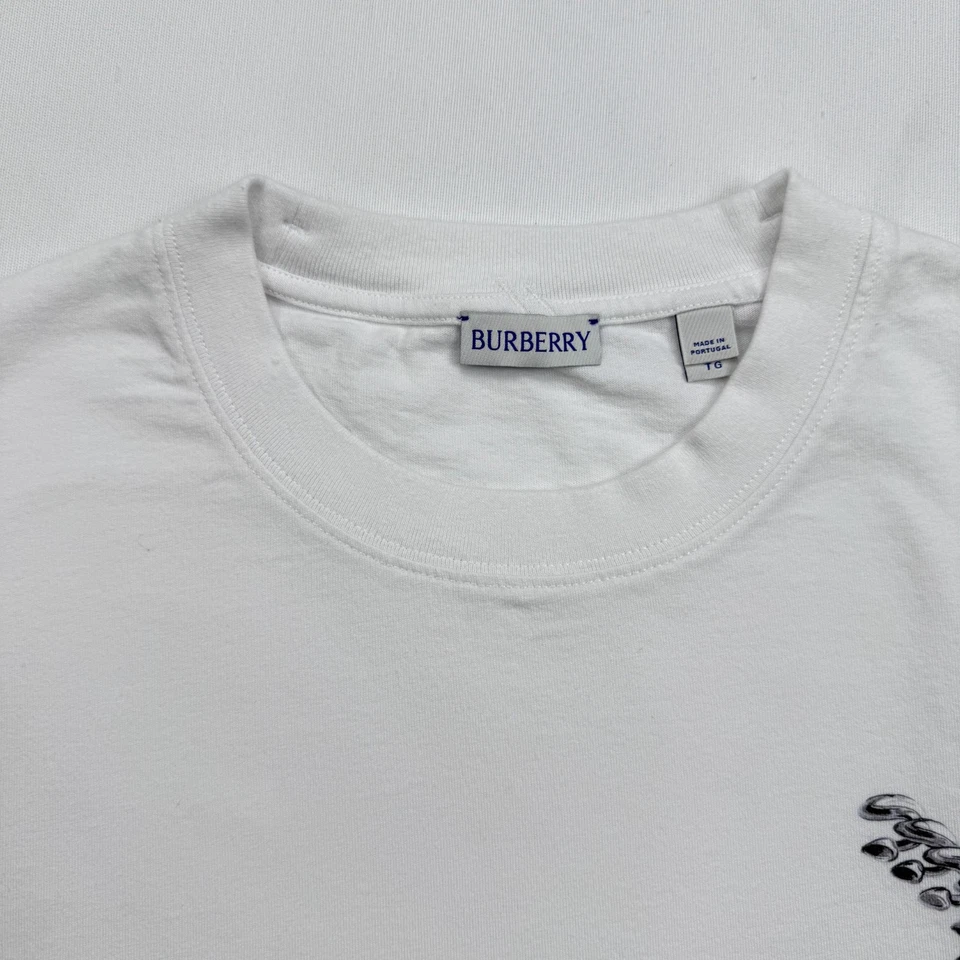 博柏利 T 恤男式 XL 码白色链刀图案印花 T 恤 — 第 3/4 张图片