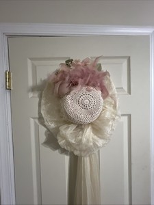 Elsie Massey Victorian Style Hat Lace Wide Brim Ivory Bridal Derby White Bird VINTAGE ELSIE MASSEY VICTORIAN EDWARDIAN GREEN TOURING DERBY  main image 3
