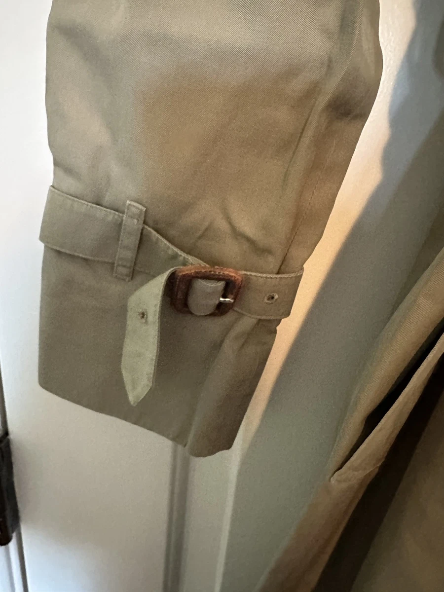 Gabardina Burberry vintage con cinturón caqui para mujer M