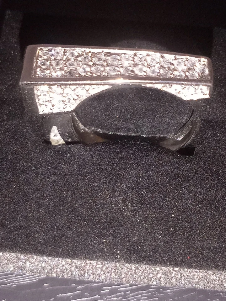 Anillo Baguette Circonita cúbica Corte Princesa Italiano Hecho a Mano SS 925 Talla 10.5-11 Foto 2 de 4