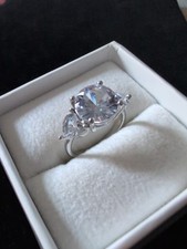 Sterling 925 Size 7 Custom Handcrafted 5cttw Austrian Silver Crystal Ring Quartz