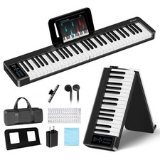 Clavier de piano pliant 61 touches - Clavier électrique portable en bois avec...