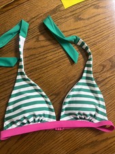 Boden Bikini Swim Top US size 8 Green white padded triangle swim swimsuit