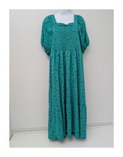 Tu Floral Maxi Dress Size 16 Green Blue Floral Print 98% Polyester 2% Elastane