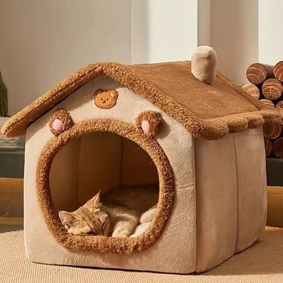 Haustier Katze Kätzchen Hund Betten Iglu Fleece Bett Pyramide kuschelig waschbar warm Haus Höhle
