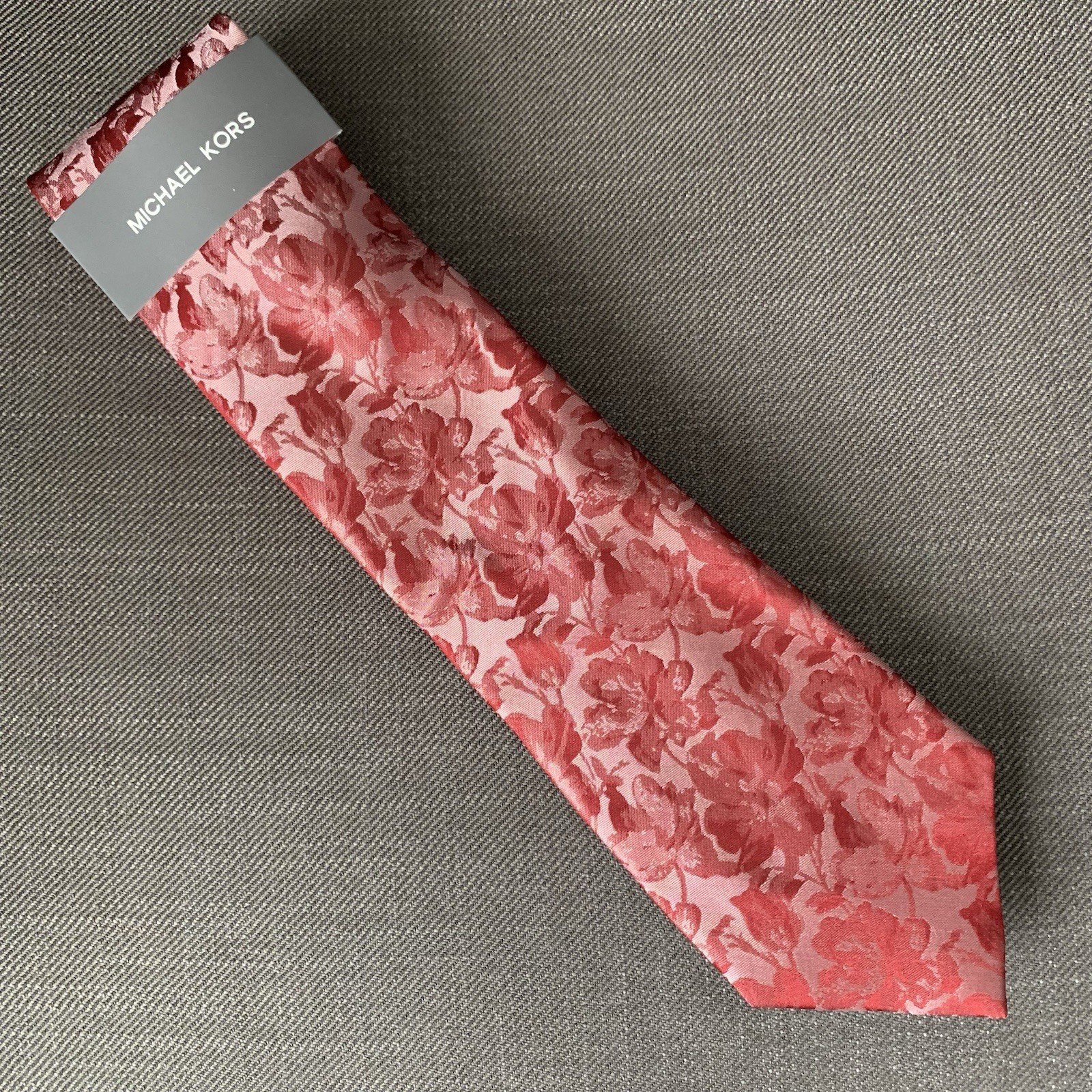 Michael Kors Men's Neck Tie Red Carman Floral Silk Blend MSRP $69.50