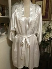 Women's California Dynasty Pearl White Peignoir Negligee Robe Nightgown Set  L