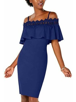 BCX DRESS Womens Navy Spaghetti Strap Short Party Sheath Dress 5