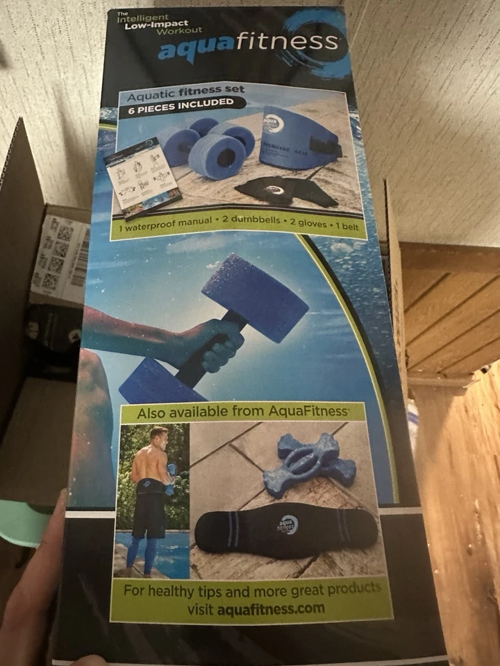 Aqua 6-Piece Fitness Set: Aquatic Swim Belt, Resistance Gloves & Dumbbells: NIB - Image 4 of 4