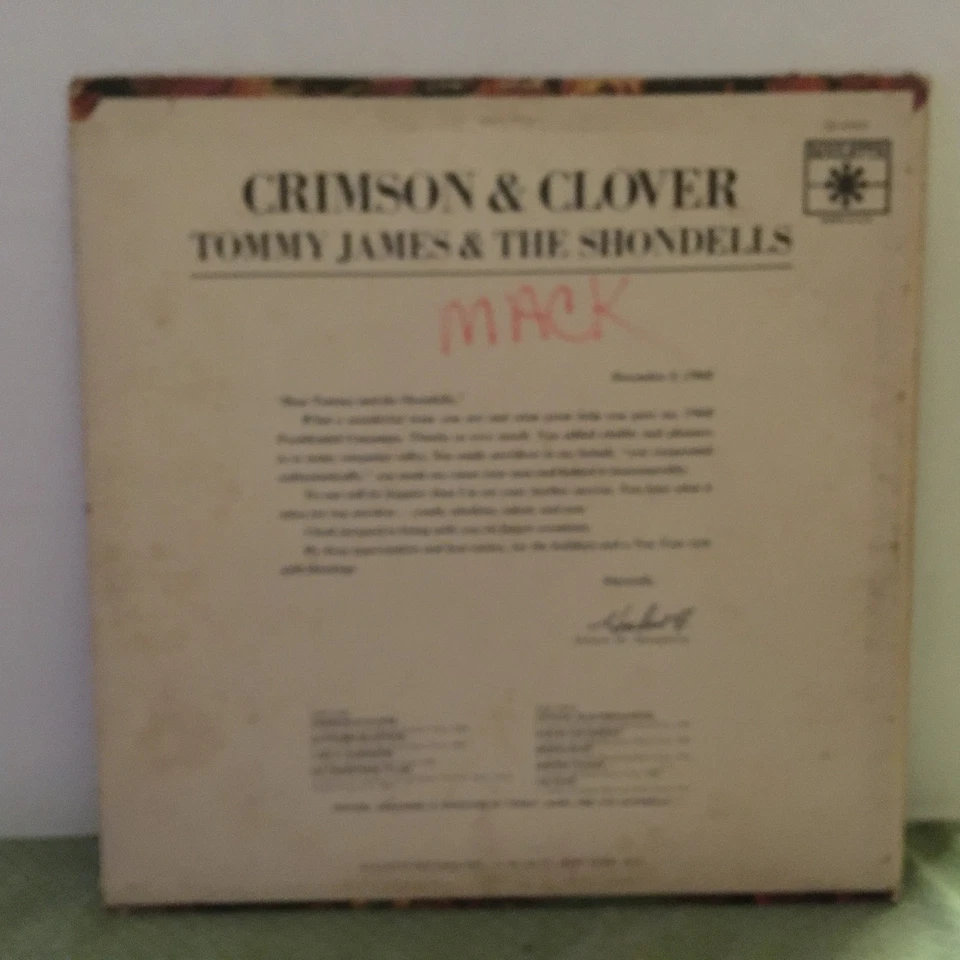 TOMMY JAMES & THE SHONDELLS  LP  - Crimson & Clover  (OG 1969 Stereo LP Vinyl) - Image 2 of 4