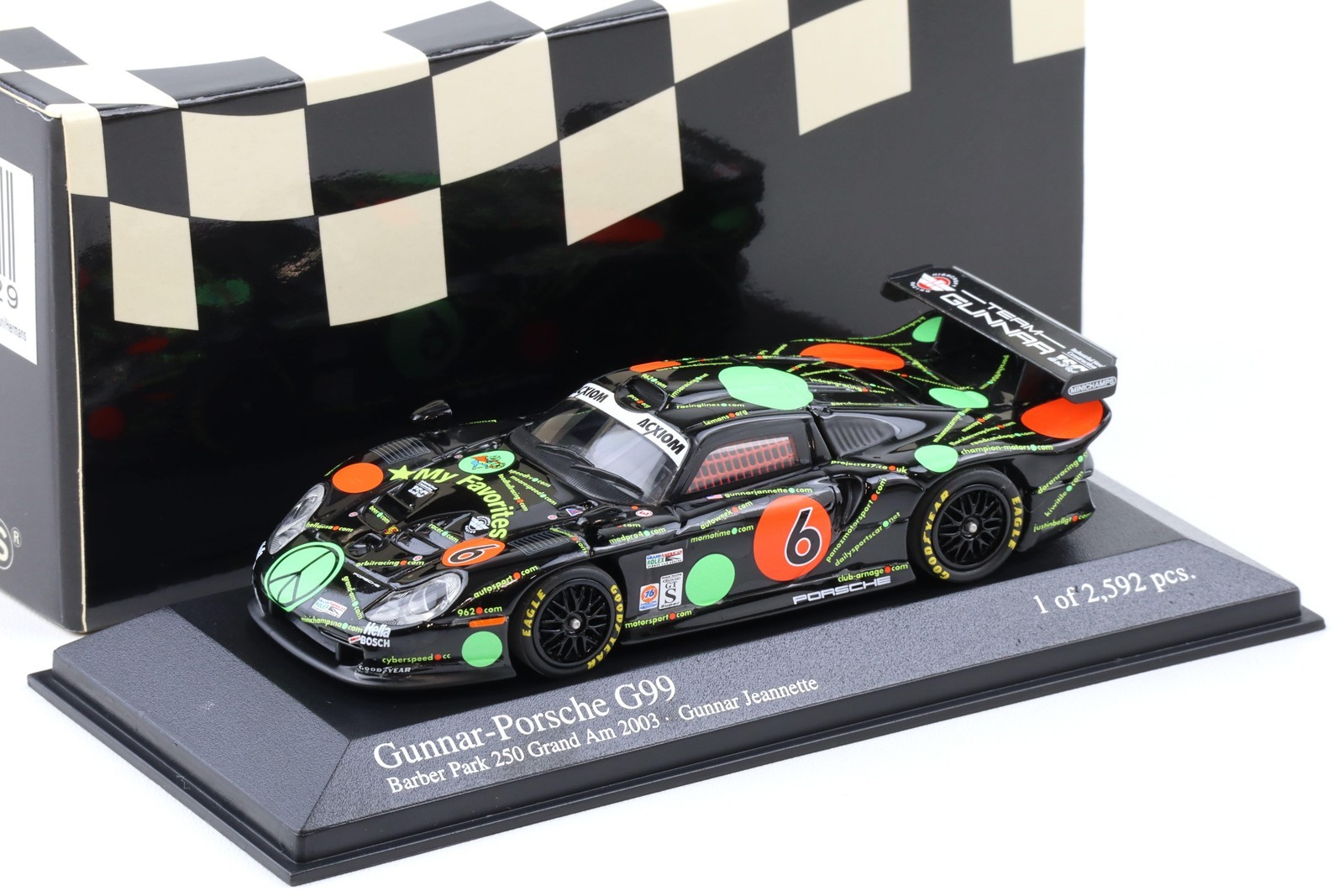 1:43 Minichamps Gunnar Porsche 911 996 GT1 G99 Barber Park 250 Gunnar Jeanette