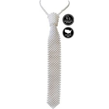 White Artificial Pearl Neck Ties Handmade Weaving Lady Shirts Necklace Tie Beade