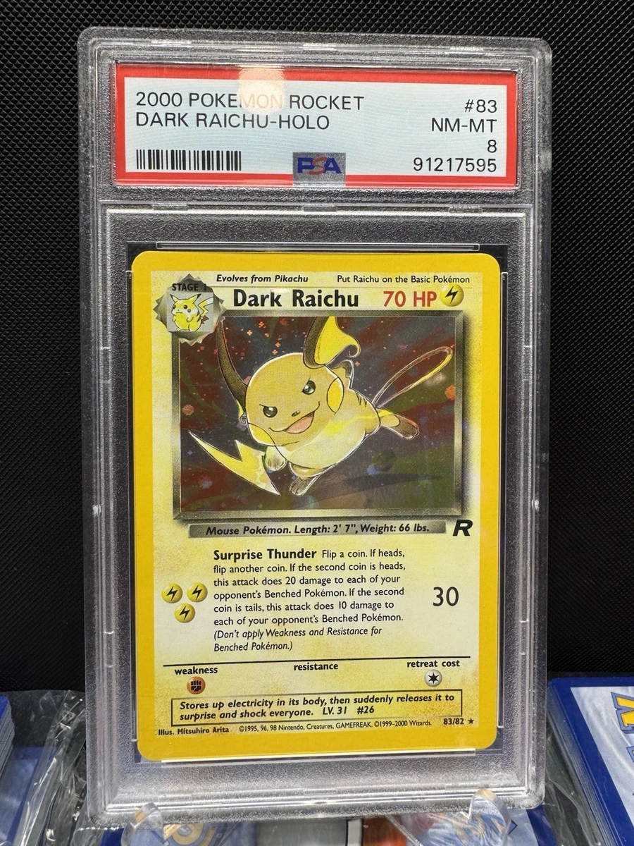 what was the first secret rare pokemon card Before and after on Dark Raichu from Rocket, ever in TCG The Most Valuable Neo Era