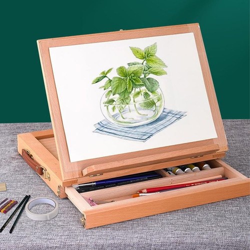 Adjustable Art Painting Easel Box Beech Wood Oil Paint Easel For Artists