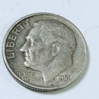 1951 D Roosevelt Silver Dime, 90% Silver, Circulated Coin Free Shipping #8784