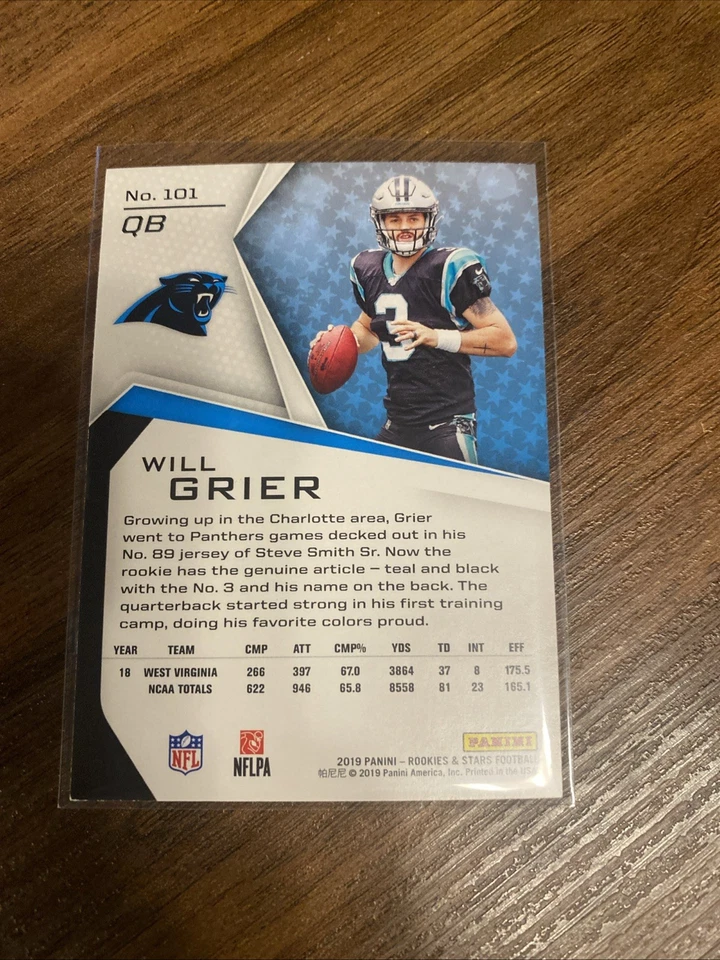 Will Grier 2019 Panini Rookies & Stars #101 Rookie Carolina Panthers - Image 2 of 2
