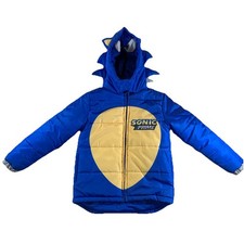 Sonic the Hedgehog Coat Puffer Jacket Youth Medium 7-8 Blue Hooded