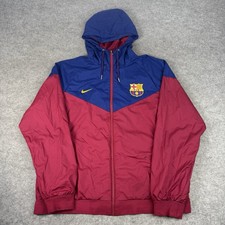 Nike Jacket Mens XL Barcelona FC Full Zip Windrunner Lightweight Football Soccer