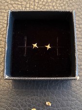 Tiny 14k Gold Star Diamond Earring Studs