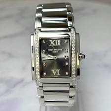Patek Philippe Twenty~4 Grey Diamond Dial Diamond Bezel Steel 4910/10A-010