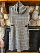 Papillon Gray Plaid Knit Sleeveless Cowl Neck...