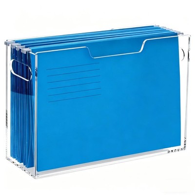Acrylic Hanging File Organizer Box, Legal Size Clear File Storage Box with Ha...