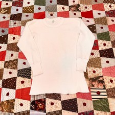 Vintage 70's Hanes Waffle Knit Thermal Shirt White Long Sleeve USA Mens M