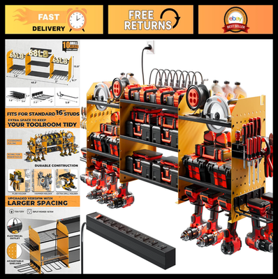 #ad Large Power Tool Organizer Wall Mount with Charging Station amp; 10 Drill Holders $179.99