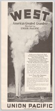 Union Pacific Railroad West Grandeur Geysers Travel Tour 1927 Vintage Print Ad