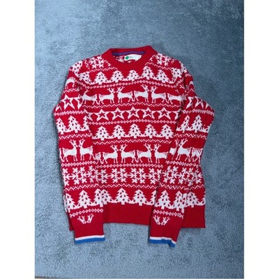 Boden Red Fair Isle Reindeer Crewneck Sweater Christmas holiday 11-12Y