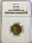 1925 S Lincoln cent NGC MS64 BN