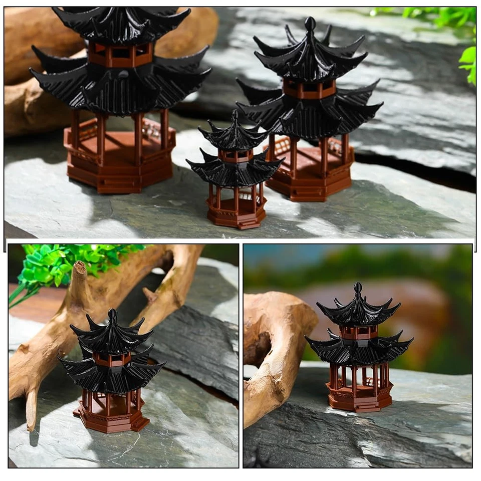 Mini Pagoda Statue Miniature Mini Japanese Fairy Garden Figurines for Zen Garden - Image 2 of 4
