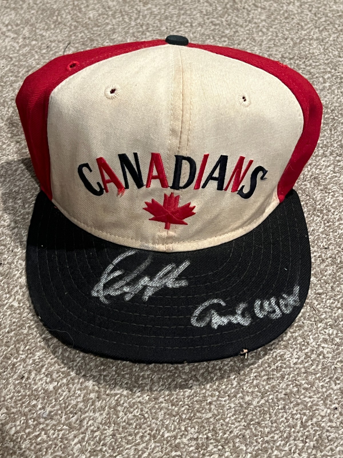 ORLANDO MERCADO SIGNED GAME USED BASEBALL HAT AUTO MILB VTG VANCOUVER CANADIANS