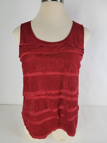Chicos Größe 2 Damen rot ärmellos Spitze Stufen Top Shirt