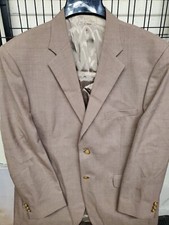 Stafford Sport Coat Blazer Suit Jacket Wool Blend 2 Button Tan Brown 44R MINT