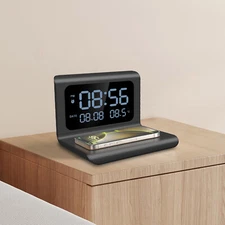 Wireless Charger Thermometer Display Digital Clock For iPhone 16 Samsung S25 S24