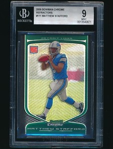 2009 Bowman Chrome Refractor rookie #111 Matthew Stafford RC BGS 9