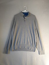Lands End Mens sweater Large Gray Long Sleeve Mock Neck Solid Cashmere Blend