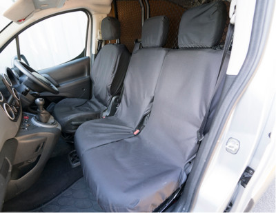 Tailored Peugeot Partner Van 2008+  Front 3 Black Seat Covers Heavy Duty