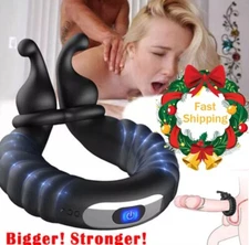 Vibrating Cock Penis Ring Adjustable Ball Rings Silicone Rechargeable for Men
