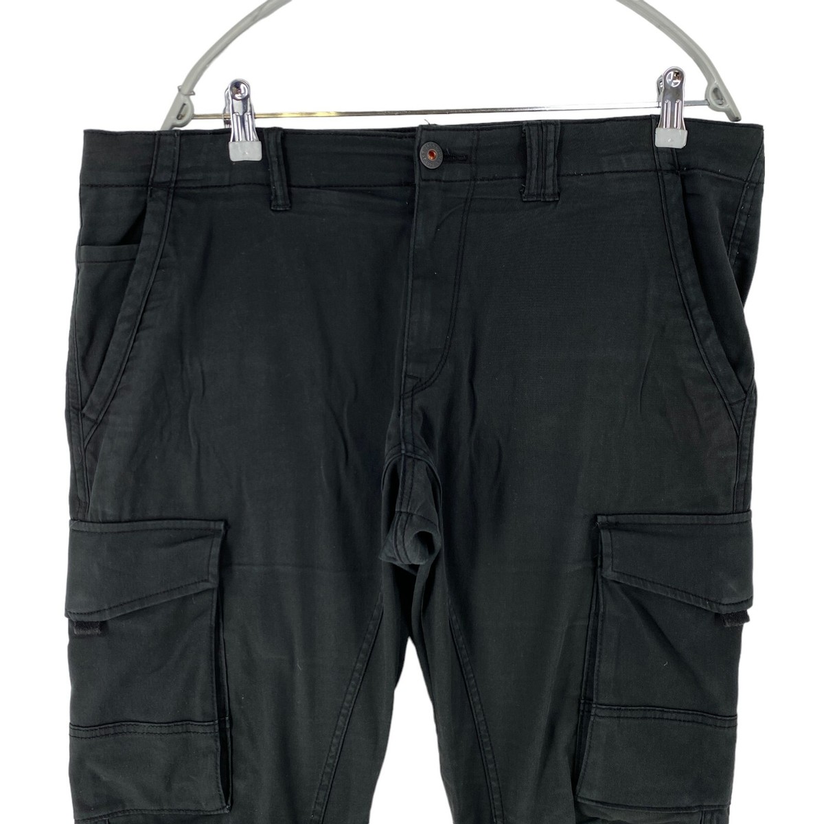 JACK & JONES PAUL Black Stretch Slim Tapered Fit Cargo