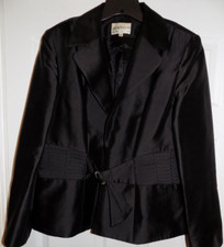 Lily Taylor Couture size 16 XL black shimmery silk formal blazer jacket coat